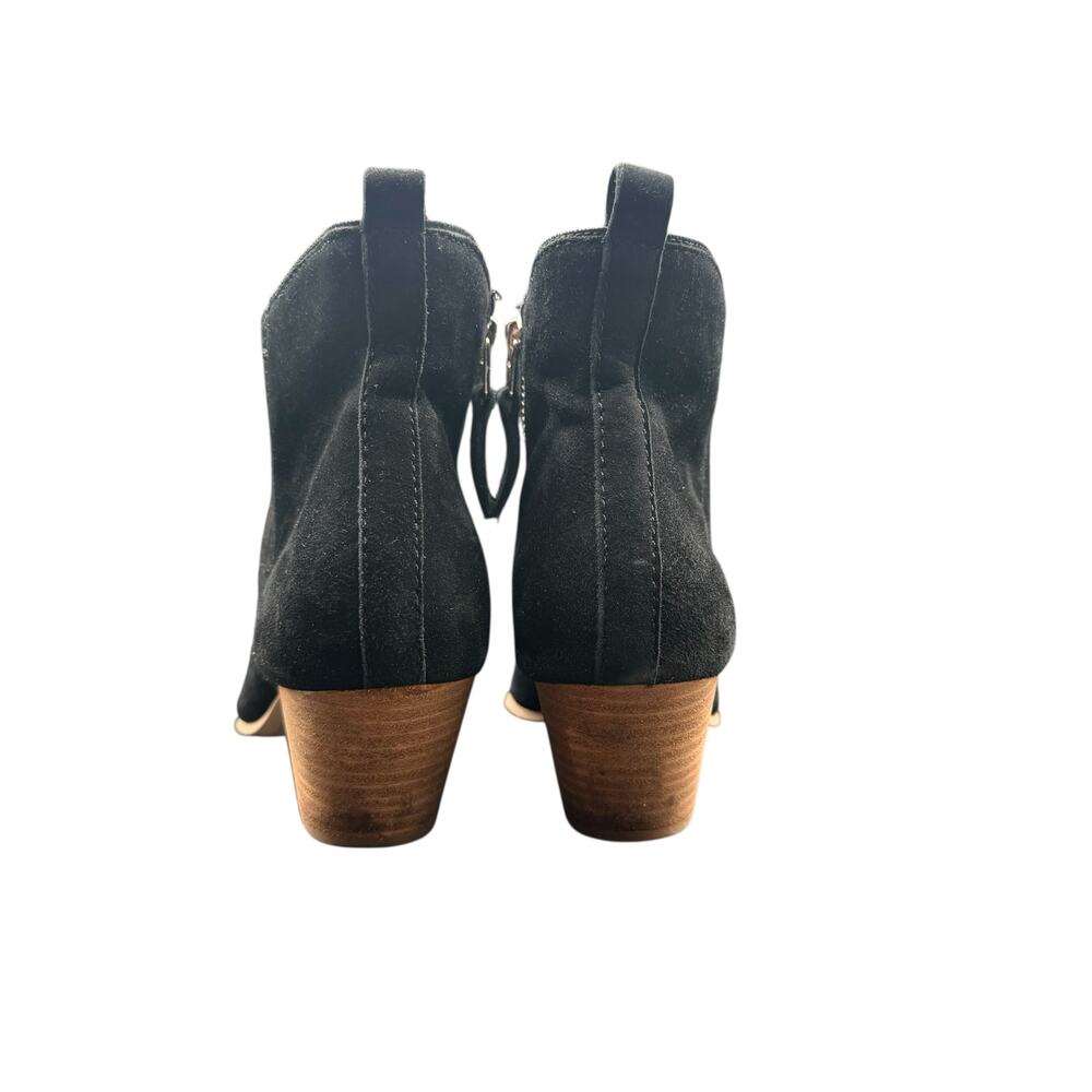 Dolce Vita Black Suede Ankle Boots Size 8 Block Heel Booties - Picture 2 of 11